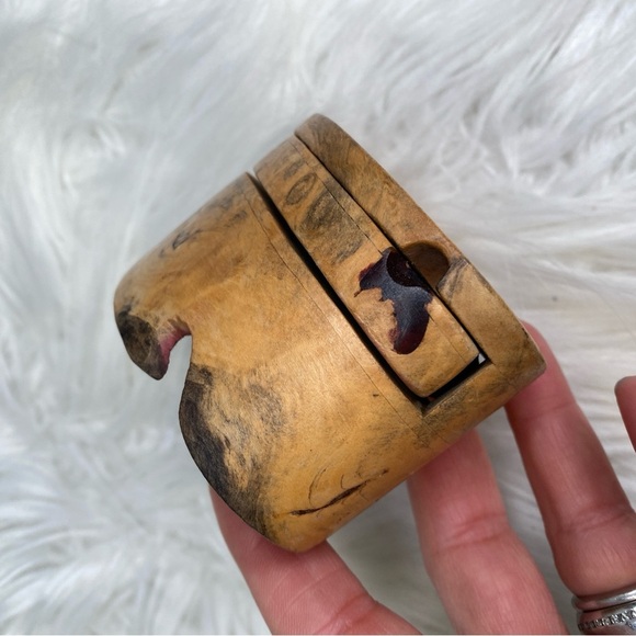 Vintage Richard Rothbard Signed Raw Burlwood Puzzle Box Felt Lined Incomplete - Picture 9 of 11